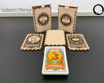 DeckBox personalizado - Caja de almacenamiento de tarjetas de madera y cuero