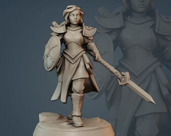 Female Vanguard Miniature - DnD 5e RPG Tabletop Soldier