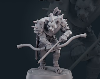DnD Gnoll Bowman -  Dungeons And Dragons 5e / RPG Tabletop Miniature Enemy / Pathfinder Mini