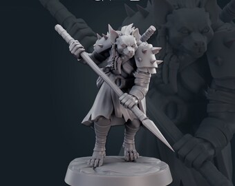DnD Gnoll Spearman Female-  Dungeons And Dragons 5e / RPG Tabletop Miniature Enemy / Pathfinder Mini