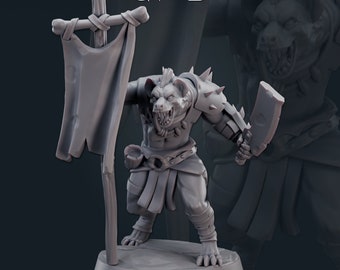 DnD Gnoll Warband Leader-  Dungeons And Dragons 5e / RPG Tabletop Miniature Enemy / Pathfinder Mini