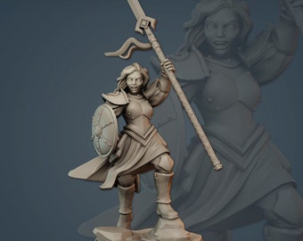 DnD Vanguard Female Captain -  Dungeons And Dragons 5e / RPG Tabletop Miniature Enemy / Pathfinder Mini
