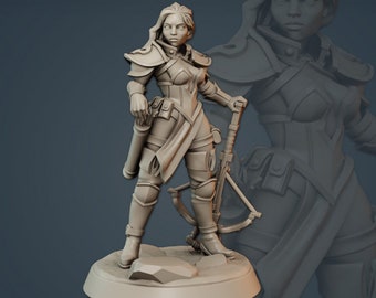 Female Vanguard Warrior Miniature – 32mm RPG Tabletop Model