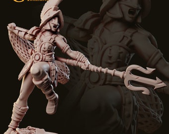 Female Gladiator Miniature - DnD/RPG Tabletop Fighter (32mm)