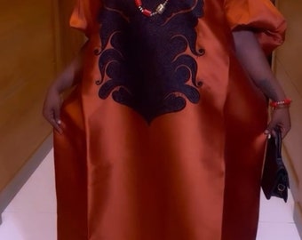 Embroidery front silk agbada