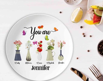 Mots positifs d'affirmation pour les femmes assiette décorative personnalisée pour dîner assiettes plates plateau de service assiette décorative esthétique cadeau d'anniversaire