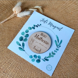 Imán de madera grabado, cuaderno y patrón de lápiz: regalo de fin de año para maestra, niñera, atsem, etc.