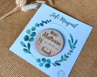 Engraved wooden magnet, Notebook & Pencil Pattern - End of year gift for Teacher, Nanny, Atsem, etc...