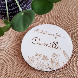 Médaillon en bois Annonce Naissance, Prénom, idéal pour réaliser un faire-part Photo