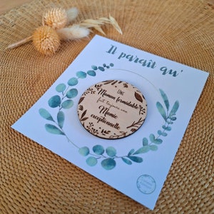 Engraved wooden magnet MAMIE PAPY Quote - Gift for Grandpa/Grandma, Uncle/Auntie - Pregnancy announcement, future birth