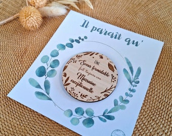 Magnet en bois gravé PARRAIN / MARRAINE Citation - Demande Parrain/Marraine - Annonce naissance  - Cadeau pour Parrain, Marraine
