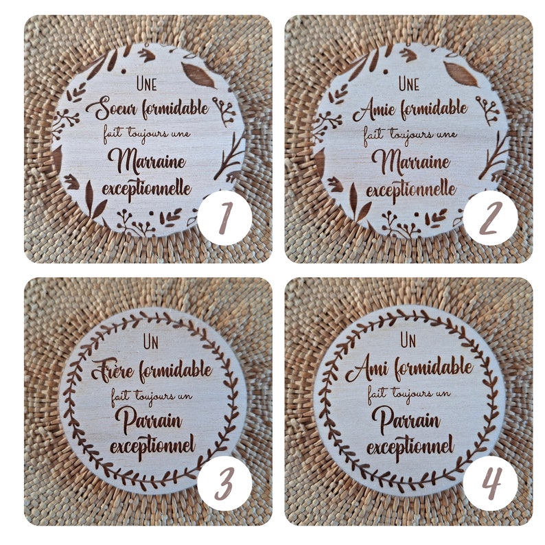 Engraved wooden magnet GODFATHER Quote Godfather/Godmother request Birth announcement Gift for Godfather, Godmother image 4