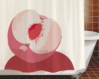 Lovely Peach Shower Curtain for Bathroom, Machine Waterproof Shower Curtains with 12 Hooks, Customizable Sizes Curtains for Home Decor