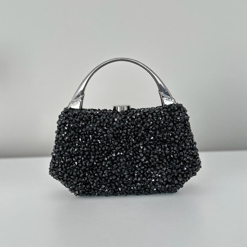 Rhinestone Sparkly Black Party Clutch Bag