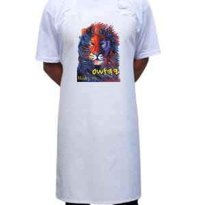 Yahusha' " Jesus " Lion Micah 5:7-9. Christian Paleo Hebrew apron by Faithful and True writing.