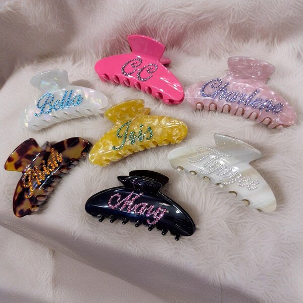Custom Name Hair Clips,Personalized Hair Claw, Hair Clips, Hair Barrettes, Diamont Hair Claw, Hair Accessories, Hair Claw,Pink Princess Gift