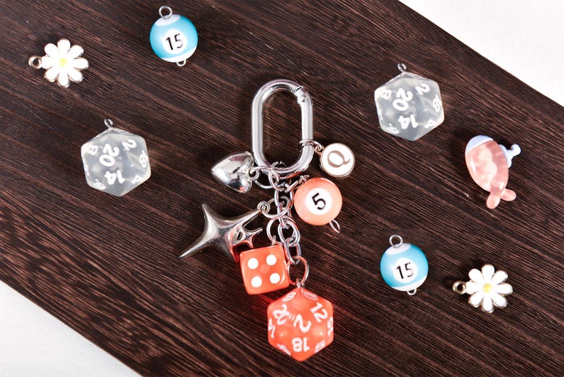 Billiard Pool Keychain, Ball & Lucky Dice Charm, Y2K Pool Bag Charm ...