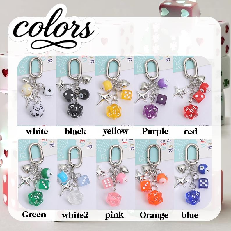 Billiard Pool Keychain, Ball & Lucky Dice Charm, Y2K Pool Bag Charm ...