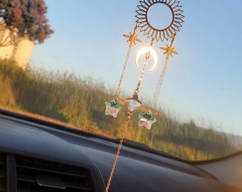 thumbnail image 2 of Bling Golden OM Symbol Pendant For Car Rearview Mirror - Yoga & Meditation Charm Ornament 2 of 10