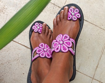 leather Sandals women | Leather Sandals Beaded | Handmade Leather Sandals
