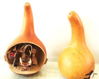 Handcrafted Gourd Nativity Scene –Mini 9" | African Christmas Decor