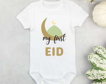 My First Eid Onesie, Custom baby onesie, Eid Bodysuit, Muslim Baby Bodysuit, Cute Muslim Baby Gift, Custom Name Bodysuit