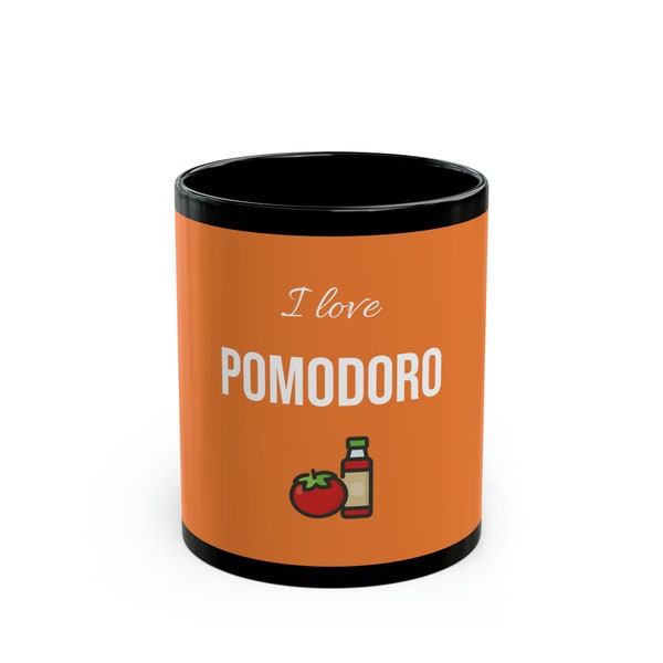 11oz Black Mug - I Love Pomodoro - orange