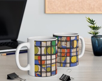 Keramische koffiekopjes, 11oz, 15oz, abstract tennis