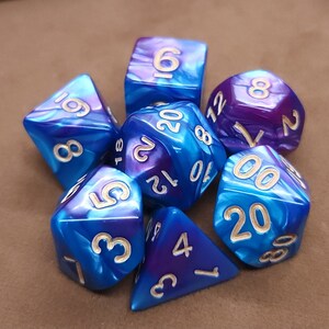 Mystic Oasis: Purple and Blue DnD Dice Set