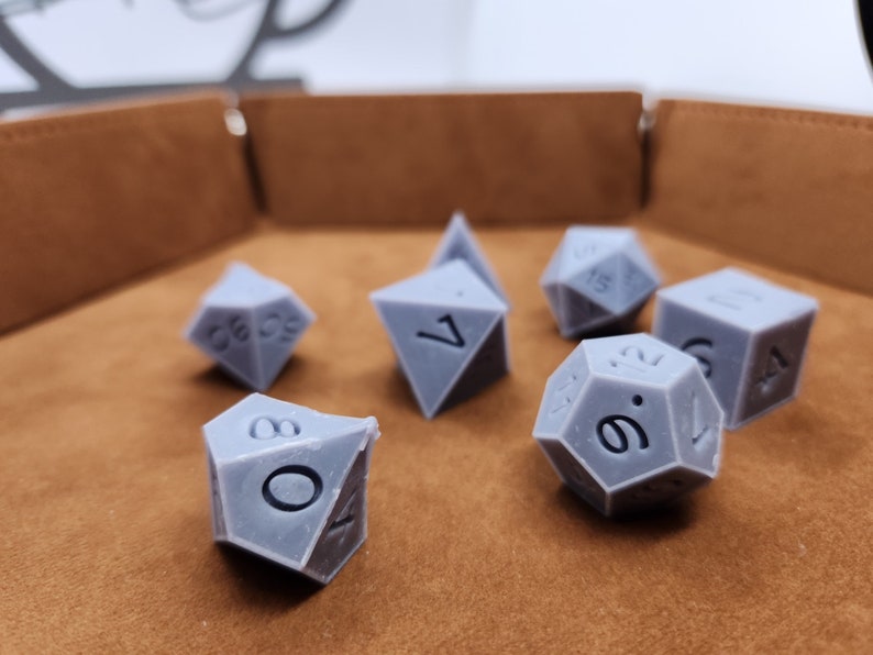 Customisable RPG Dice Masters Set 7pcs Grey With Bumpers Etsy