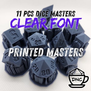 11-delige RPG Dice Masters-set – doorzichtige veelvlakkige dobbelstenen met lettertype
