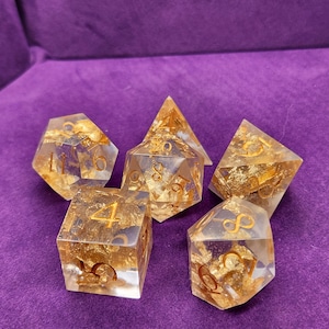 Gilded Crystal DnD Dice Set Sharp Edge 7pcs