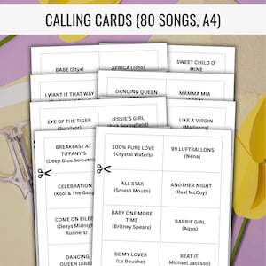 70s 80s 90s Party Hits Bingo Game Cards Music Bingo Game Card Music Party Game Card Unique Cards Printable Digital Download Spotify Playlist image 8