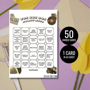 70s 80s 90s Party Hits Bingo Game Cards Music Bingo Game Card Music Party Game Card Unique Cards Printable Digital Download Spotify Playlist image 4
