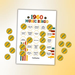 60s Music Bingo Cards 1960s Music Bingo Game Printable Bingo 60s Music Bingo 60s Retro Bingo 60s Bingo Spotify Playlist Instant Download image 2