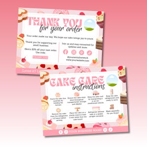 Cake Care Instructions, Cake Care Labels, Cake Care Cutting Guide, Cake Serving Instructions, Cake Care Editable Printable Canva Templates