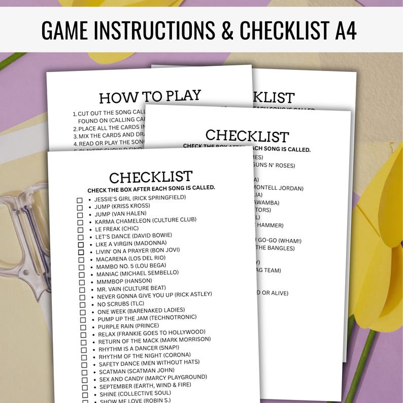 70s 80s 90s Party Hits Bingo Game Cards Music Bingo Game Card Music Party Game Card Unique Cards Printable Digital Download Spotify Playlist image 7