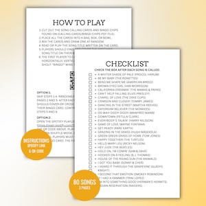 60s Music Bingo Cards 1960s Music Bingo Game Printable Bingo 60s Music Bingo 60s Retro Bingo 60s Bingo Spotify Playlist Instant Download image 9