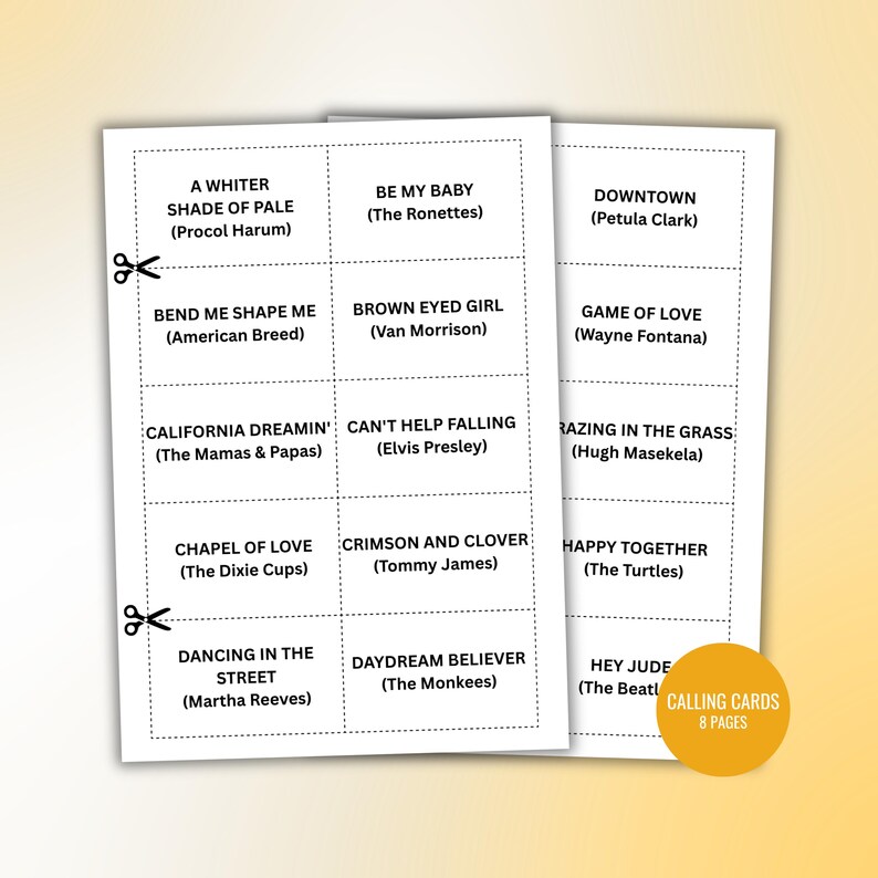 60s Music Bingo Cards 1960s Music Bingo Game Printable Bingo 60s Music Bingo 60s Retro Bingo 60s Bingo Spotify Playlist Instant Download image 8