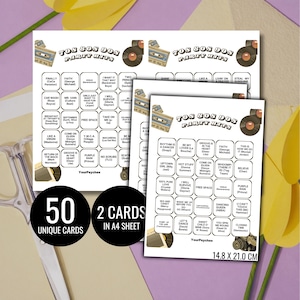 70s 80s 90s Party Hits Bingo Game Cards Music Bingo Game Card Music Party Game Card Unique Cards Printable Digital Download Spotify Playlist image 6