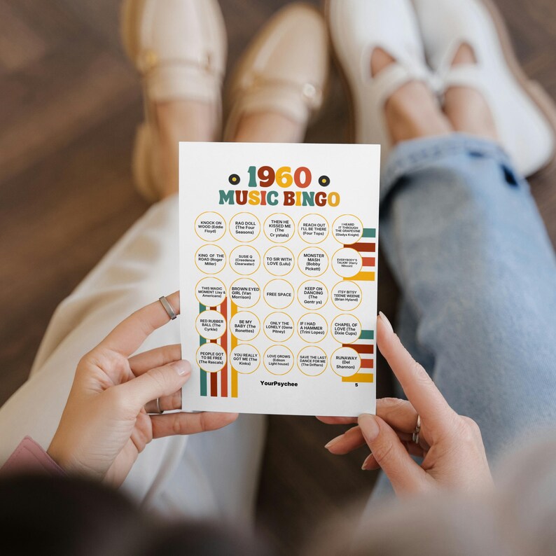60s Music Bingo Cards 1960s Music Bingo Game Printable Bingo 60s Music Bingo 60s Retro Bingo 60s Bingo Spotify Playlist Instant Download image 3