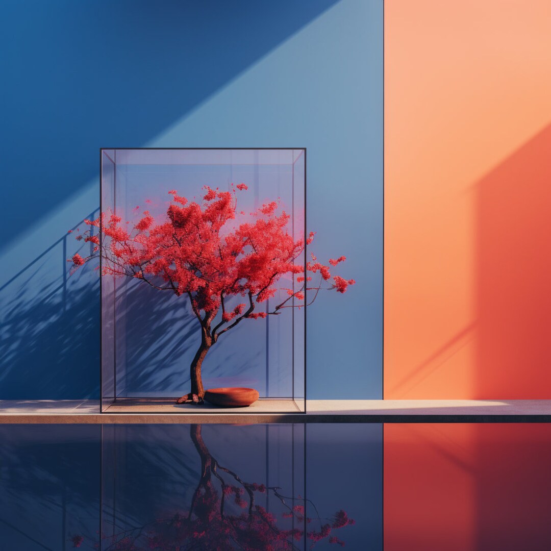 High Quality Digital Print 300dpi Abstract Contrast Red Maple Digital