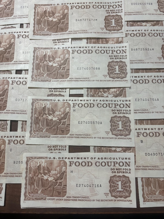 Vintage 1970s-1980s USDA Food Coupon, 1 Dollar Collectible Currency