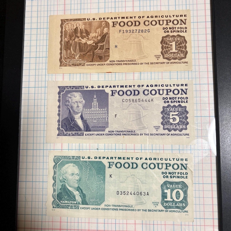 Vintage USDA-matkuponger: Samlarvaluta från 1970-1990 (3-pack) bild 2
