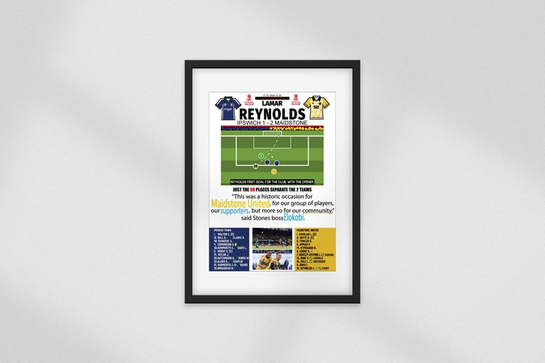 Maidstone, Reynolds GOAL in the FA CUP Wall Print image 1