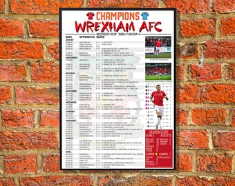 Wrexham Title run full fixtures/results Poster in English or Welsh