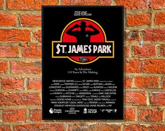 NEWCASTLE UNITED movie poster, Bruno Guimarães retro Jurassic Park Sports Wall Print