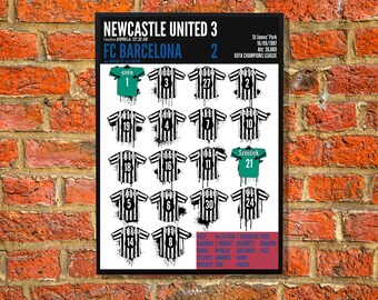 Newcastle United 3 FC Barcelona 2 – The epic toon night wall art