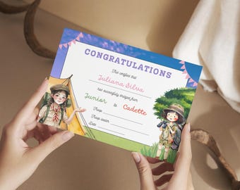 Girl Scout Bridging Ceremony Certificate: Editable Keepsake Template (Digital Download, 11.69x8.27")