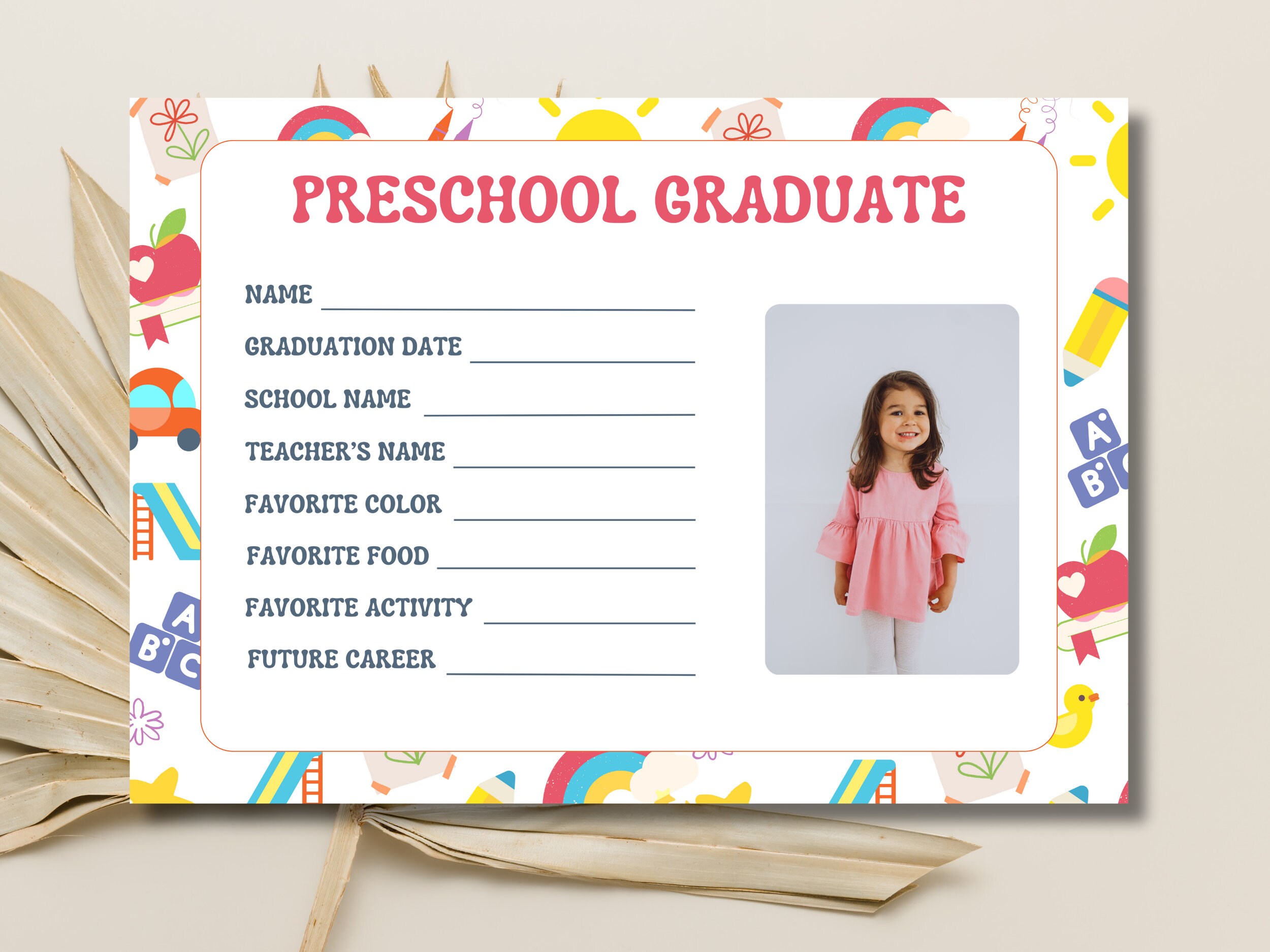 Editable Preschool Diploma Printable Kindergarten Graduation Diploma ...